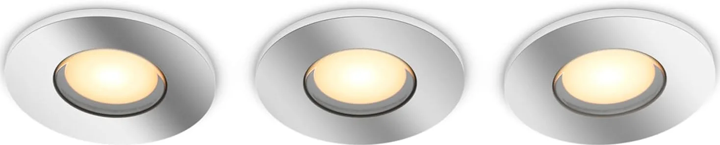 Philips Hue Adore, Faretti da incasso smart, Confezione da 3 | 5 W, Luce bianca da calda a fredda, Telecomando Dimmer Switch incluso, Smart Home, Controllo vocale via app, Con Bluetooth