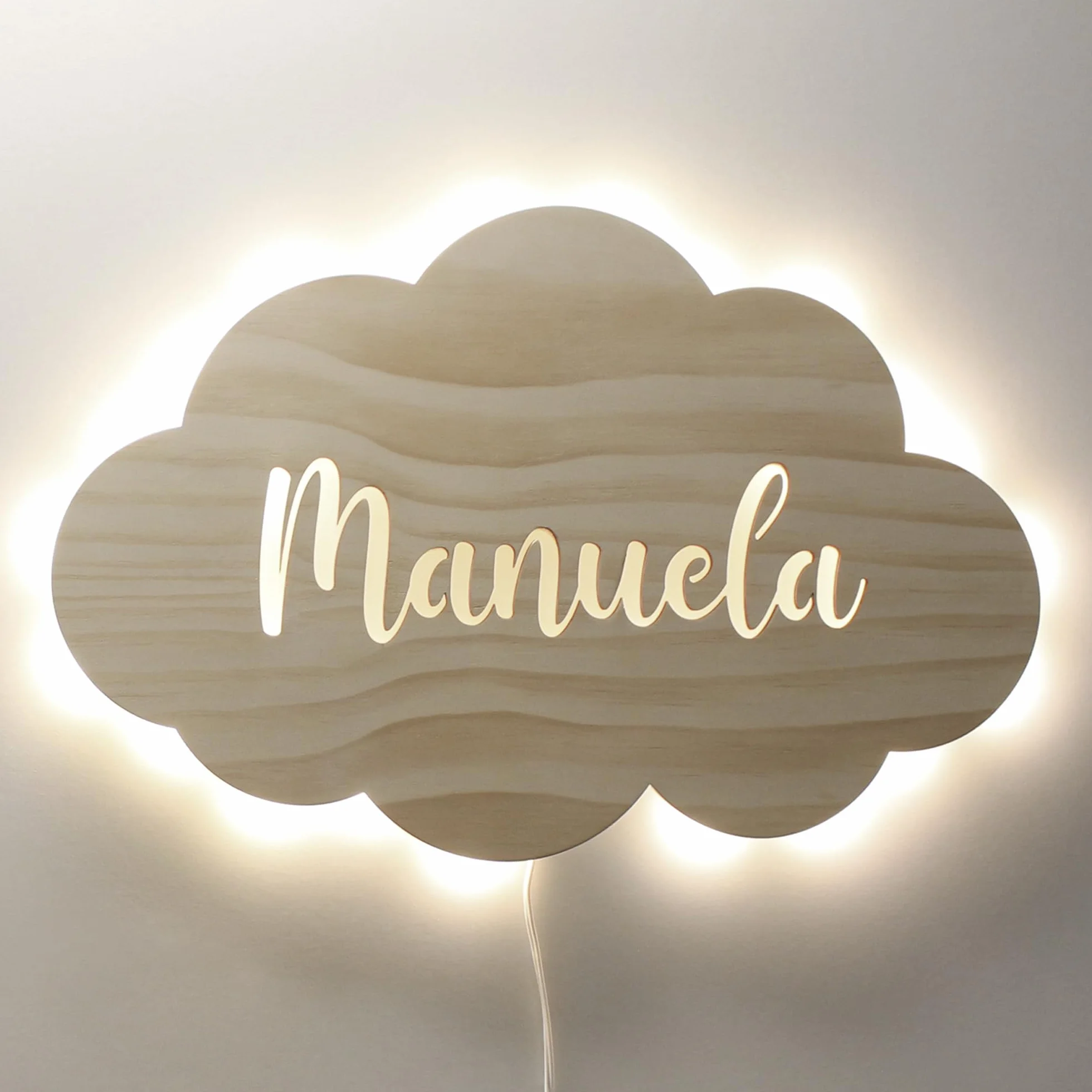 Dehome Lampada da Parete Personalizzata a LED a Forma di Nuvola per la Stanza dei Bambini - Lampada per Bambini Bianca Calda con Nome - Regalo Personalizzato