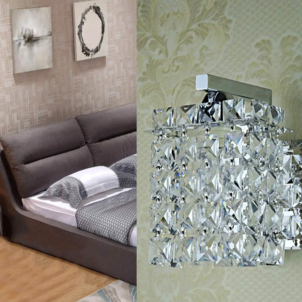 Uonlytech Lampada Da Parete in Cristallo Per Interno Camera Da Letto Lampada Da Comodino Design Elegante Applique Da Parete