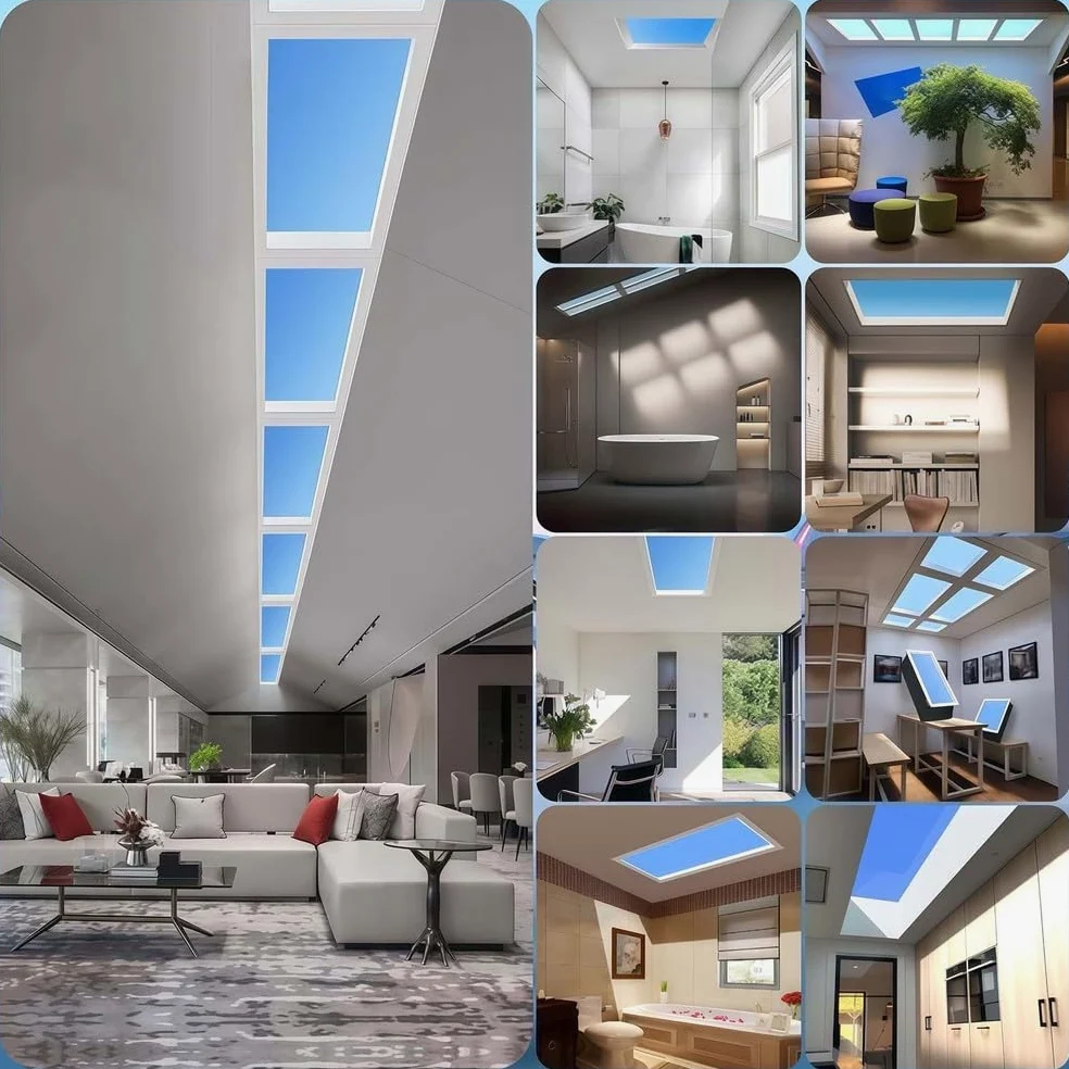 Lucernario artificiale a LED con effetto luce naturale, illuminazione da incasso per camera da letto, soggiorno, corridoio, bagno
