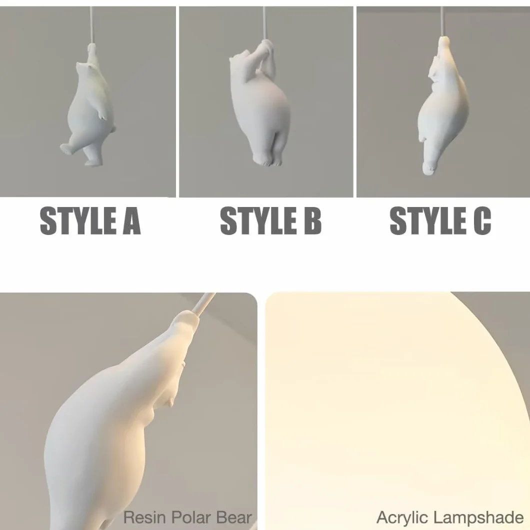 Plafoniera a LED a palloncino creativo con ciondolo a forma di orso polare Lampadario da soffitto per camera da letto per bambini adorabile per camera da letto, camera dei bambini