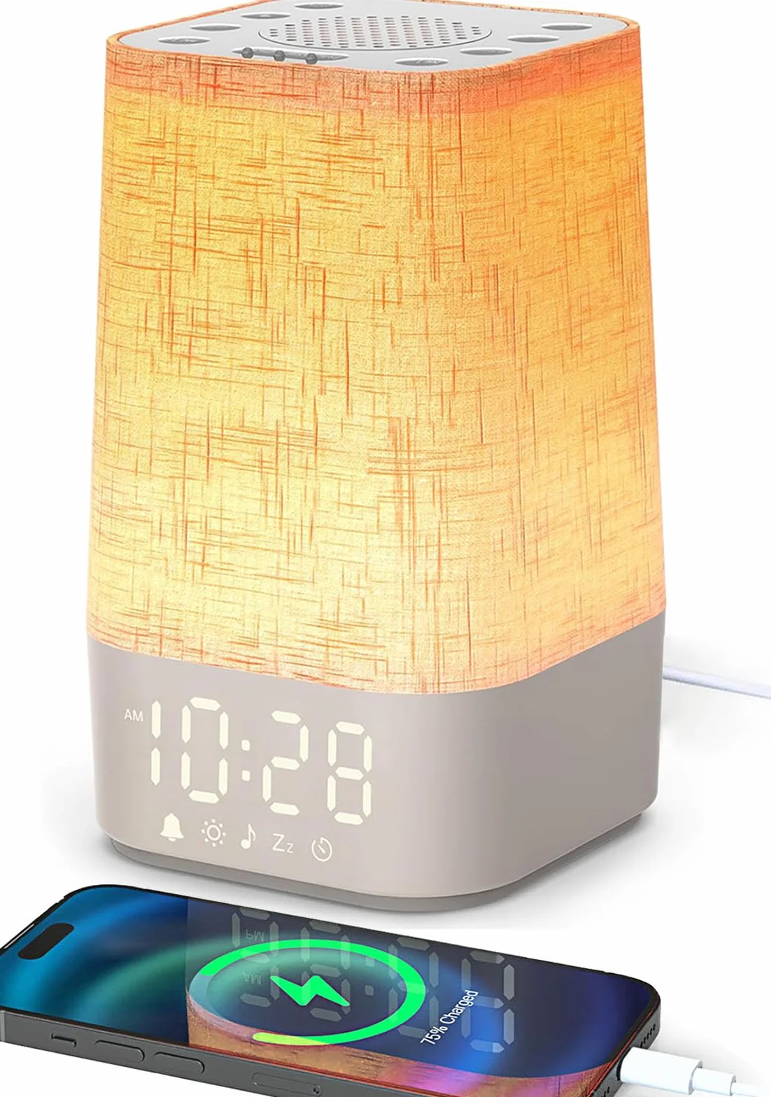 Sveglia con 30 suoni naturali, luce alba, lampada da comodino, dimmabile, ricaricabile, timer, regalo per mamma e papà