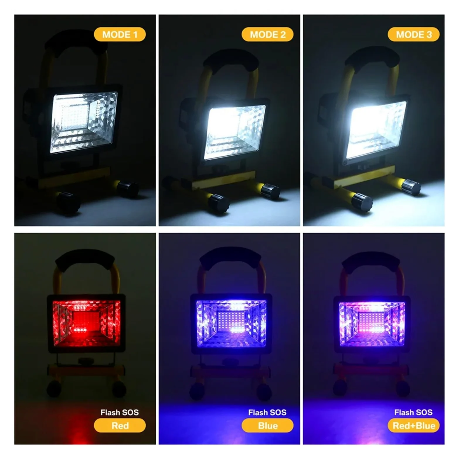 Proiettore portatile ricaricabile a LED da 60 W Faretto impermeabile Alimentato a batteria Lampada da lavoro for esterni Lanterna da campeggio