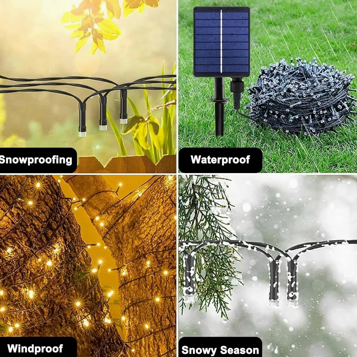 Catena di luci solari per esterni, 30 m, luce bianca calda, per esterni, a energia solare con telecomando e timer, 8 modalità, catena luminosa per albero di Natale, impermeabile, per giardino