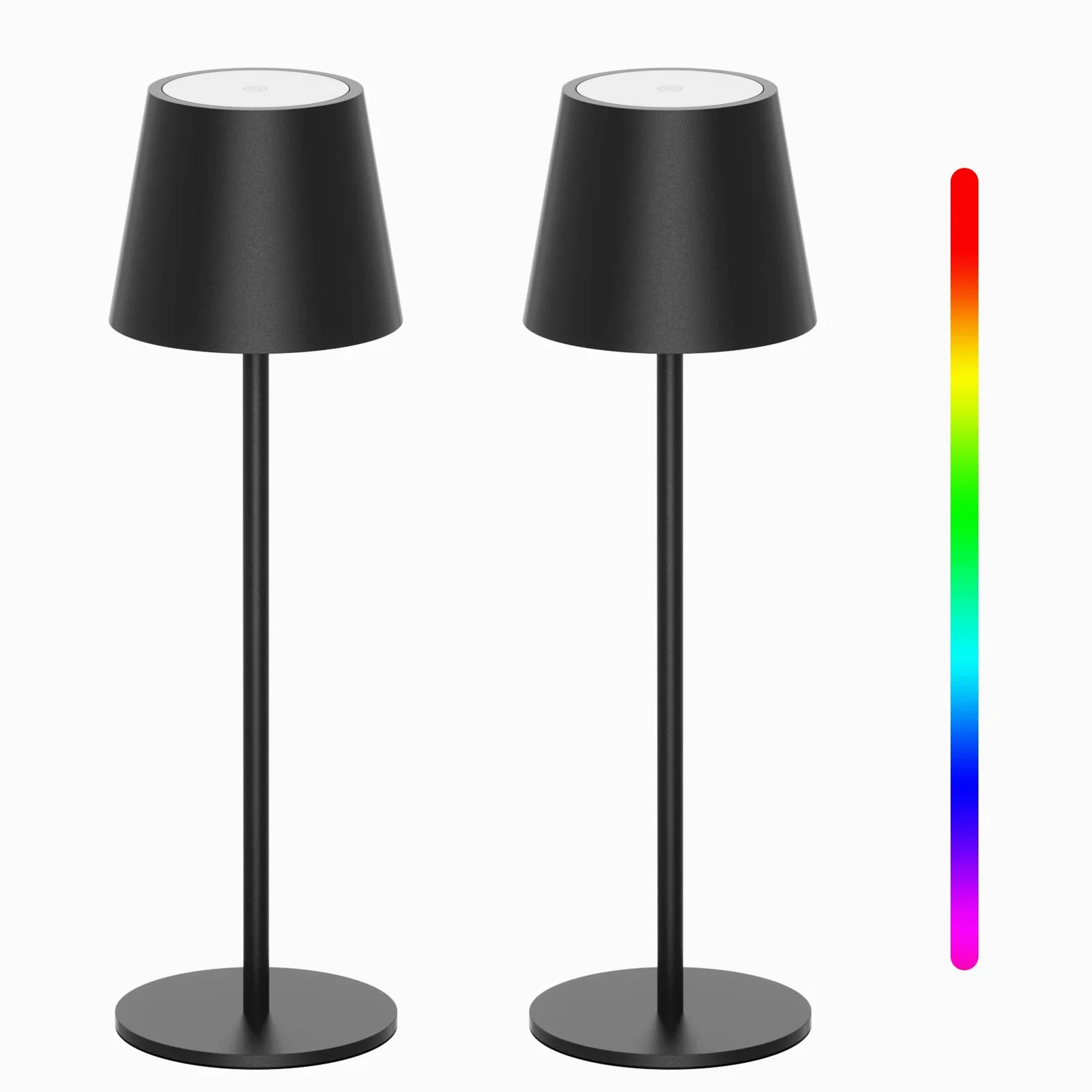 K-Bright 2 pezzi Dimmerabile LED Lampada da tavolo senza fili, Ricaricabile Luce calda Colore e Dimmerazione RGB Impermeabile IP54, scrivania Illuminazione per interni per esterni Nero