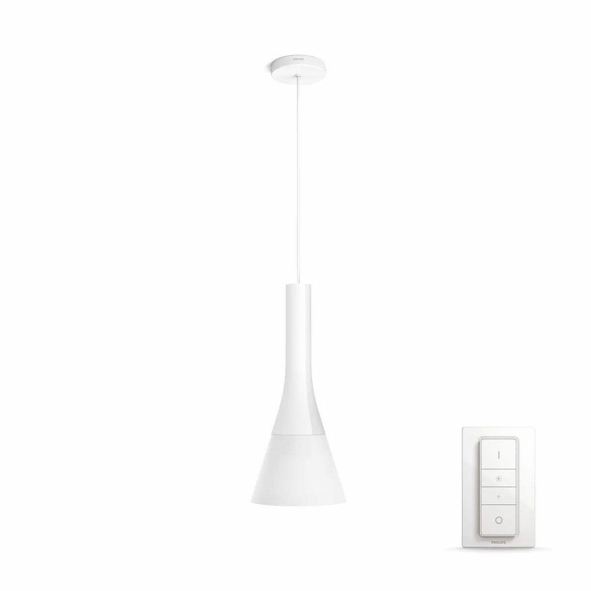 Philips Hue White Ambiance Lampadario LED Smart Explore, Attacco E27, 60 W, Telecomando Dimmer Switch e 1 Lampadina Hue White Ambiance Inclusi