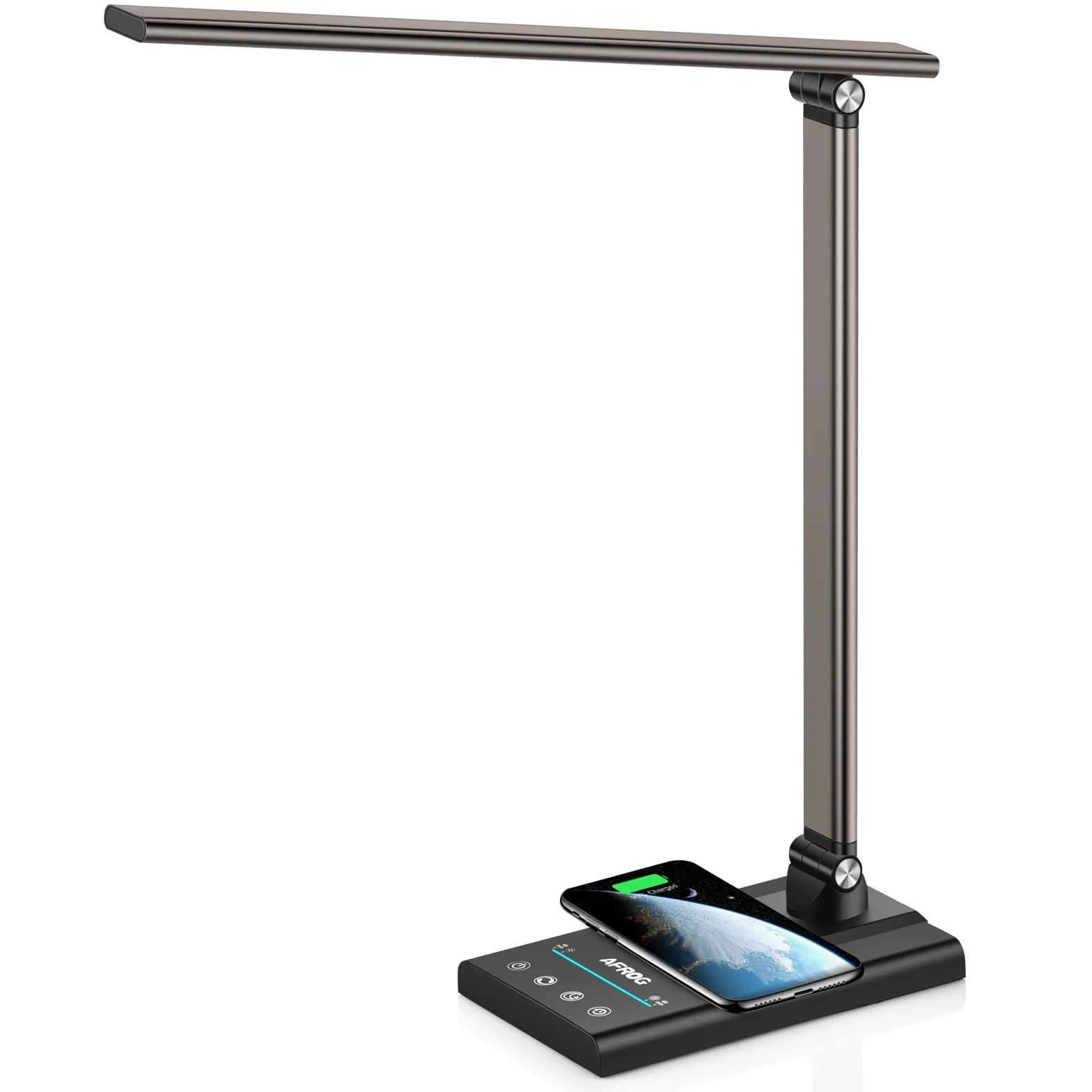 AFROG Lampada da scrivania a LED multifunzione 5a generazione con caricabatterie wireless veloce da 10 W, porta di ricarica USB, 1800 lux super luminosa, 5 modalità di illuminazione, 7 luminosità,