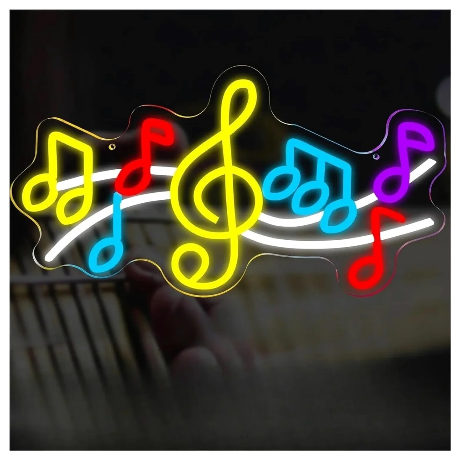 Scritta luminosa Insegna Al Neon Con Note Musicali, Alimentata Tramite USB, Adatta Per Bar, Caffè, Negozi, Decorazioni Per Feste 22cmx37.9cm