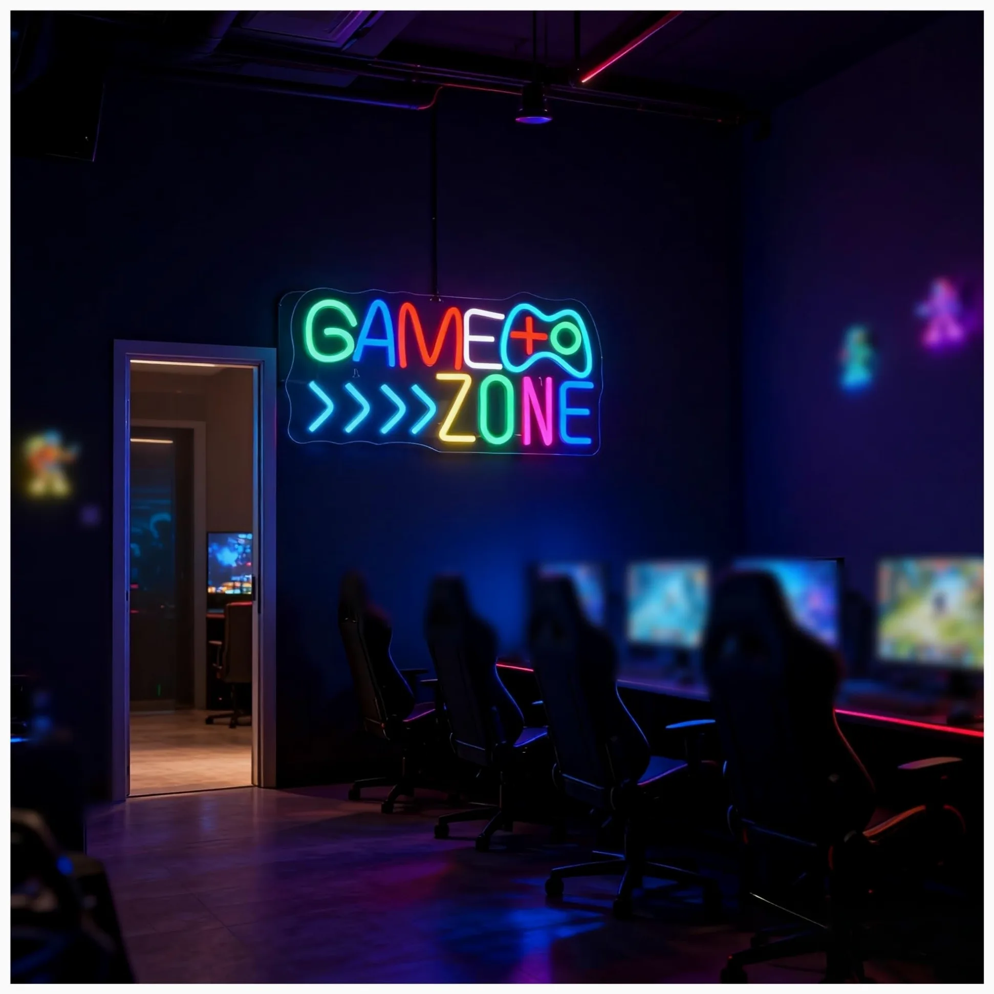 Luci al Neon Da Parete Insegna Al Neon"Game Zone"da Parete Per Camera Da Letto, Sala Videogiochi, Luci Decorative 40x23cm