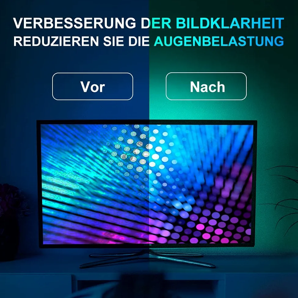 Striscia LED RGB per retroilluminazione TV, per TV da 60 fino a 80 pollici, 5 m/16.4 ft USB, controllo app, illuminazione bias per HDTV, schermo PC, sala giochi, decorazione della stanza