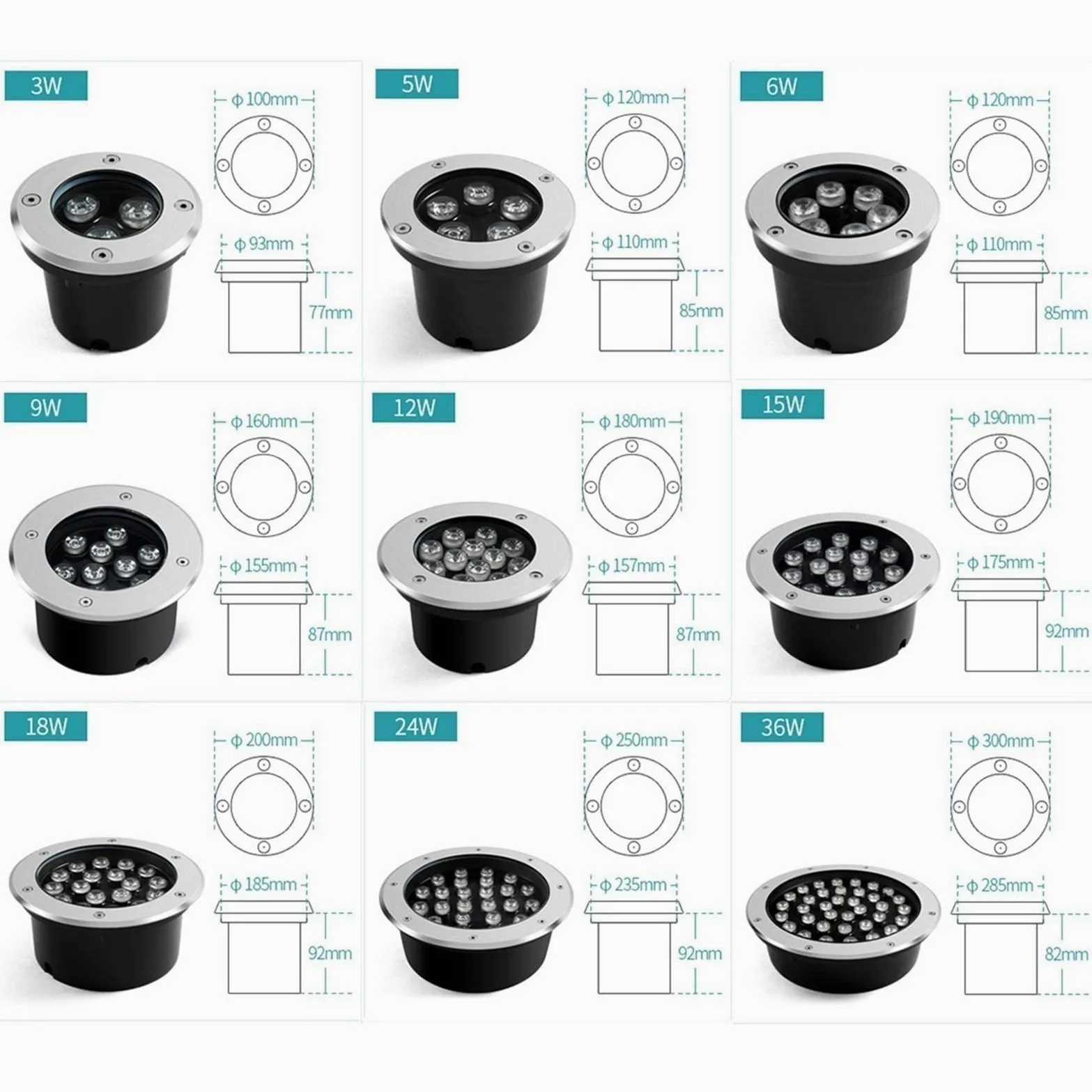 Faretto Subacquei - Con Telecomando Faretti Piscina, Faretti Esterno Led Colorati Incasso RGB, 12V / 24V Luci Incasso Pavimento, Faretto Subacquei IP68 Impermeabile, Per Luci Da Giardino(85-230V,12W)