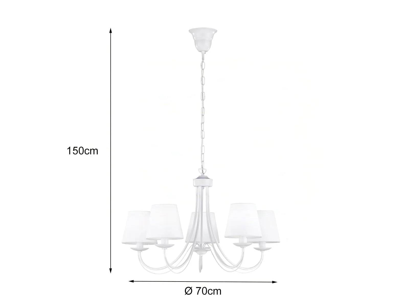 Trio Leuchten Lampadario E14, 28 W, Bianco Opaco, 66 x 66 x 150 cm