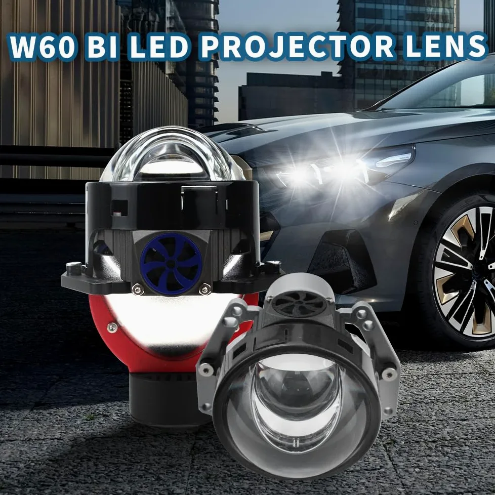 Generico 2 Lampadine Proiettori 3'' Bi-LED Effetto Laser 12V 8000lm 55W 65W Super Luminosità Conversione Fari Luci di Strada per Fari Anabbaglianti e Abbaglianti