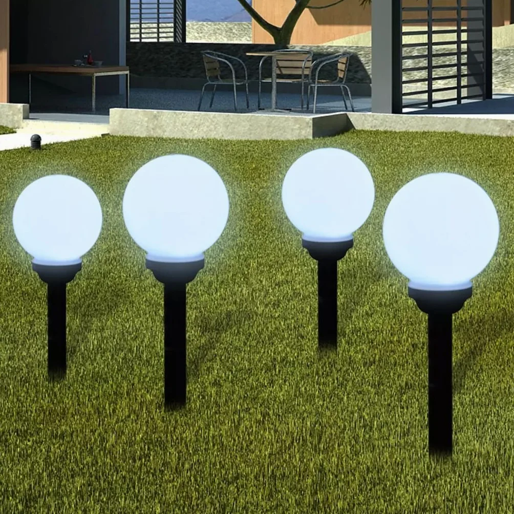 Tidyard 4 pz Lampioni Solari LED Giardino Rotondi 15 cm con Picchetto,Faretti Solari da Giardino,Luci da Esterno Energia Solare