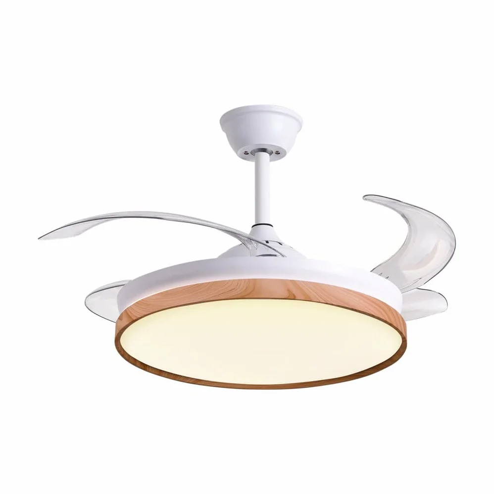 BEL AIR HOME - Ventilatore da Soffitto Cosmos con Motore DC e Pale Dispiegabili - Luce LED 36W 3 Temperature - Telecomando Incluso - Modalità Stagionale, Bianco, Metallo