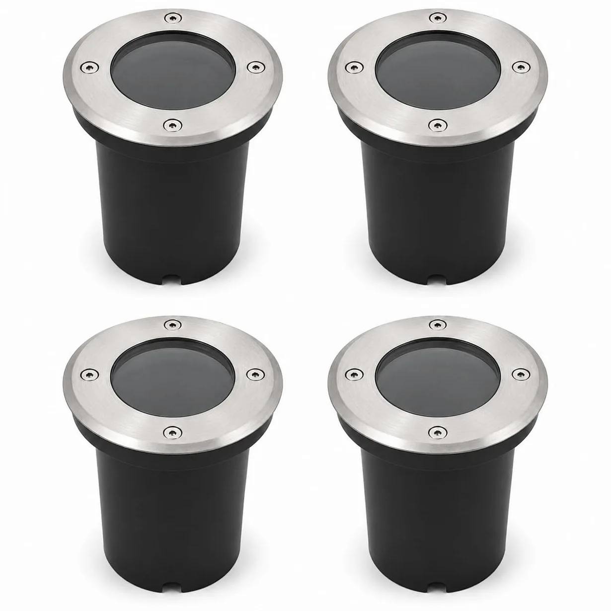 Faretto Calpestabile tondo GU10 da Incasso per Esterno IP65 Acciaio Inox 220V per Vialetti Giardini (4 pezzi)