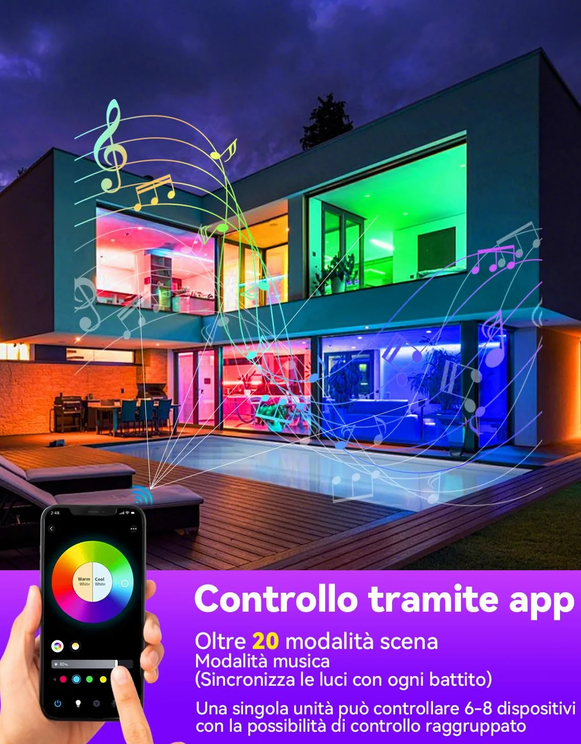 Plafoniera led soffitto lampadario camera da letto bambina 30W Lámpara empotrada de 16 millones de colores Funciona con dispositivos Matter Alexa Luce Soffitto Cameretta,Cucina,Soggiorno