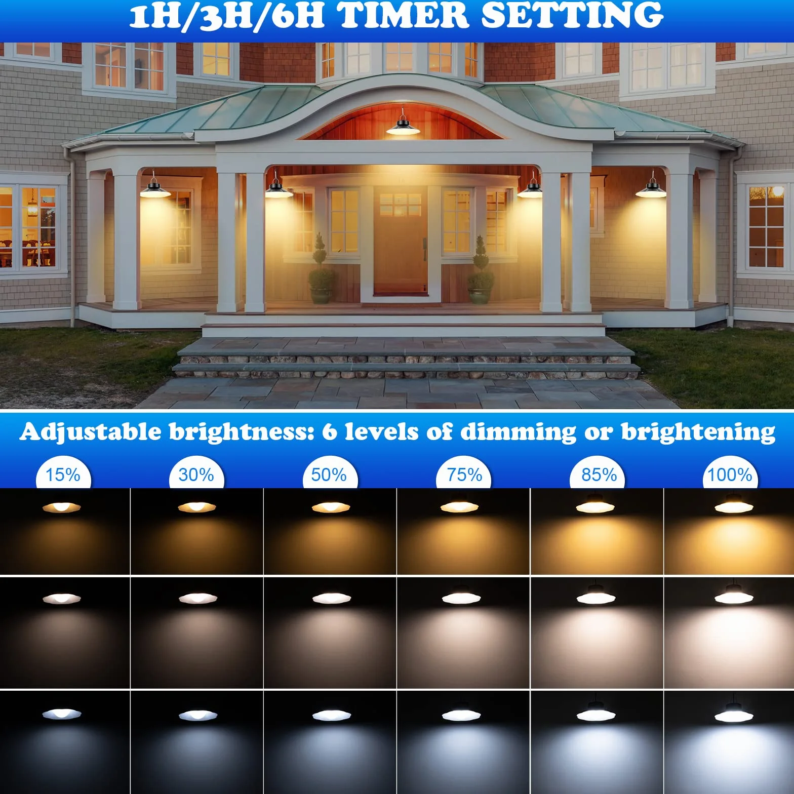 AGOTD Lampada Solare da Esterno, Lampada a Sospensione Solare con Telecomando, 3 Colore, Cavo 5M, 6Luminosità, IP65 Impermeabile, Illuminazione per Giardino Balcone Vialetto