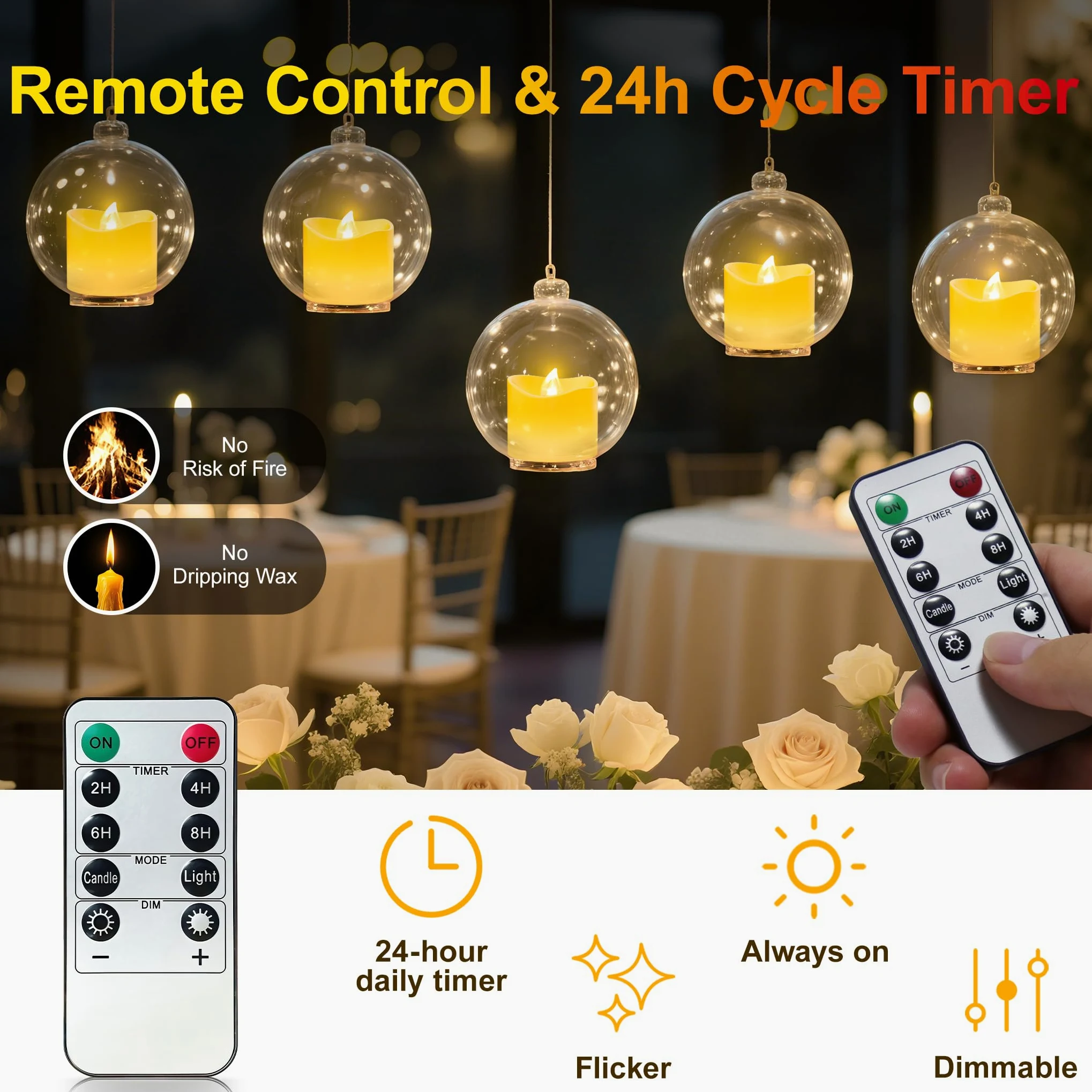 daphomeu 12 lumini a LED ricaricabili con telecomando e funzione timer, stazione di ricarica magnetica, funzionamento 100 H+, candele elettriche tremolanti per decorazioni natalizie e decorazioni da