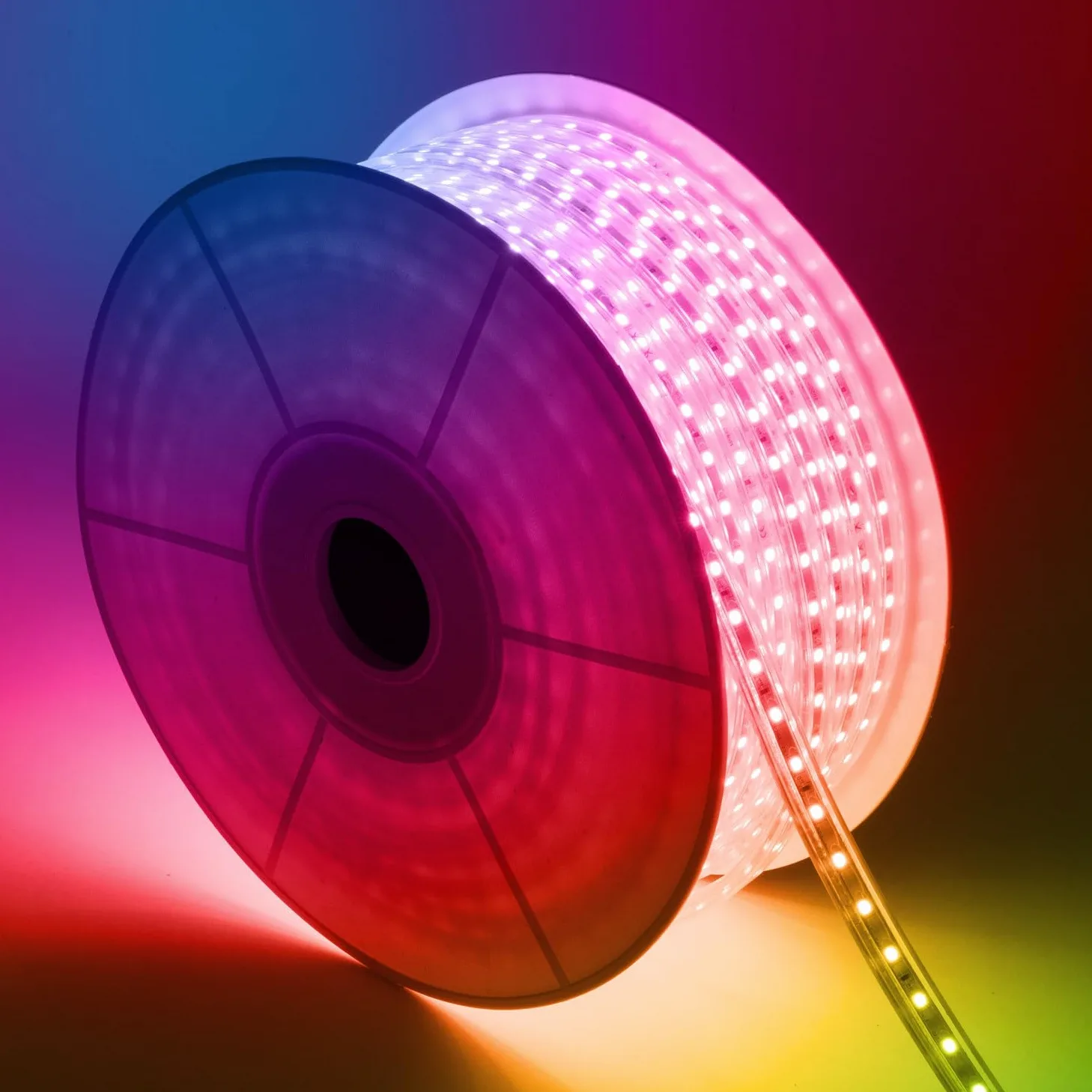 LEDKIA LIGHTING Bobina Striscia LED Dimmerabile 220V AC 60 LED/m 50m RGB IP65 Larghezza 16mm Taglio ad ogni 100cm 50 m120º