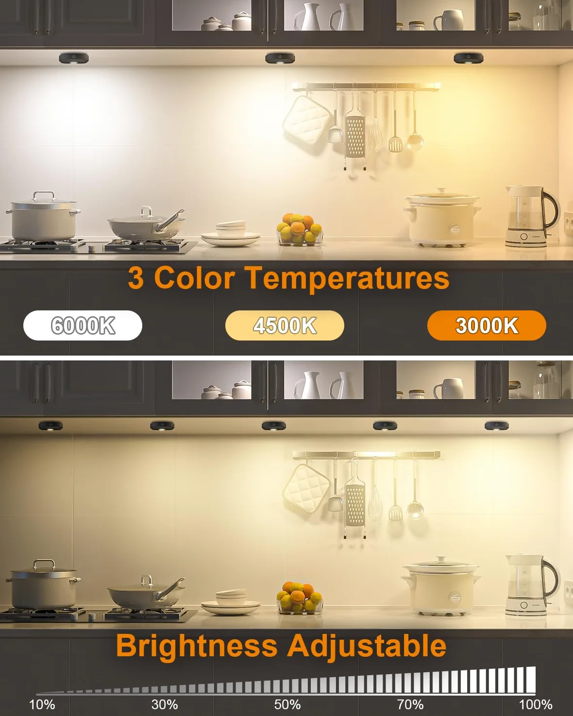 WILLED led sottopensile cucina,Ricaricabile luci per armadio con telecomando,Regolabile luci led cucina con Funzione Timer per cucina,armadio, piano di lavoro, guardaroba, mensola,confezione da 6