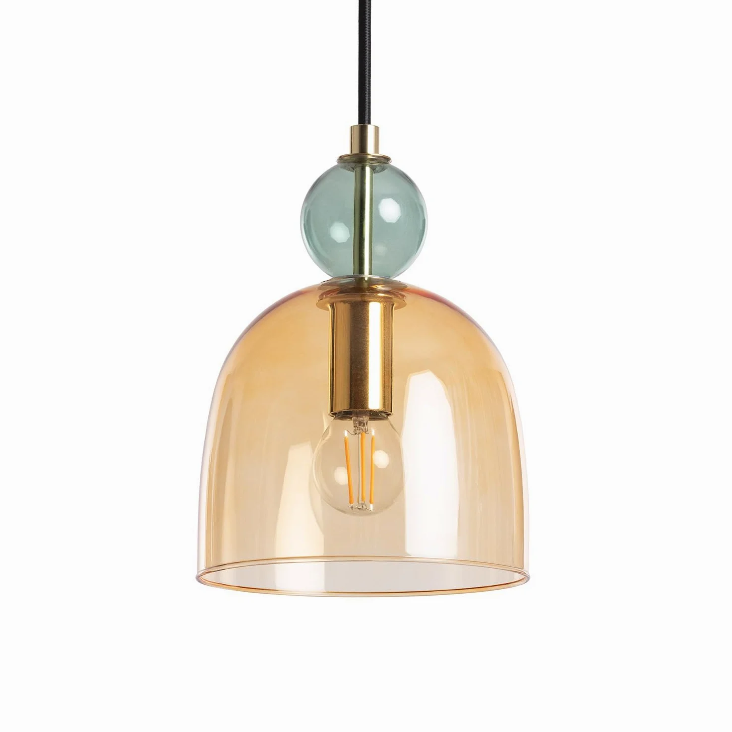 LEDKIA LIGHTING Lampada a Sospensione Metallo e Vetro Mono-Baudelaire Ambra E14