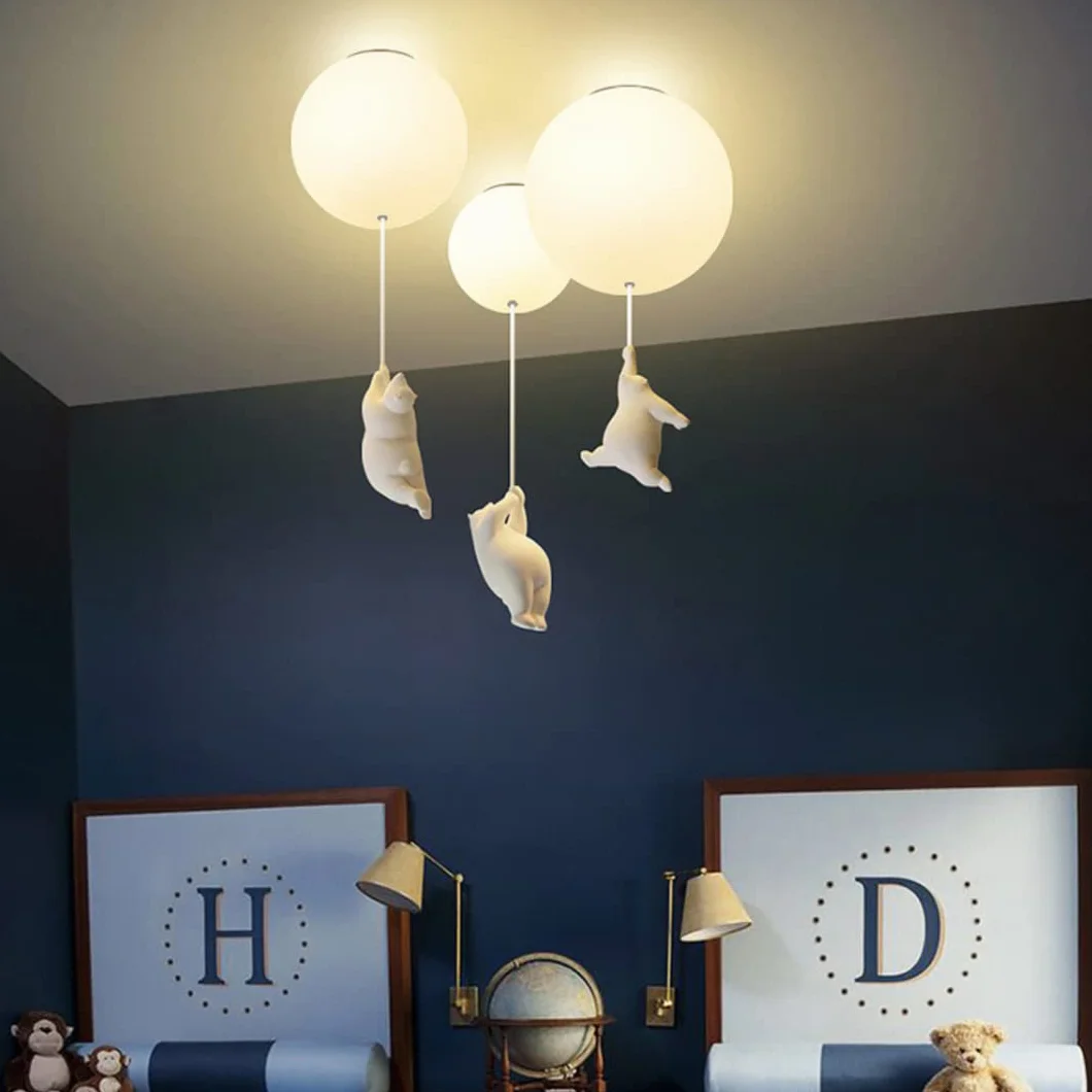 Plafoniera a LED a palloncino creativo con ciondolo a forma di orso polare Lampadario da soffitto per camera da letto per bambini adorabile per camera da letto, camera dei bambini
