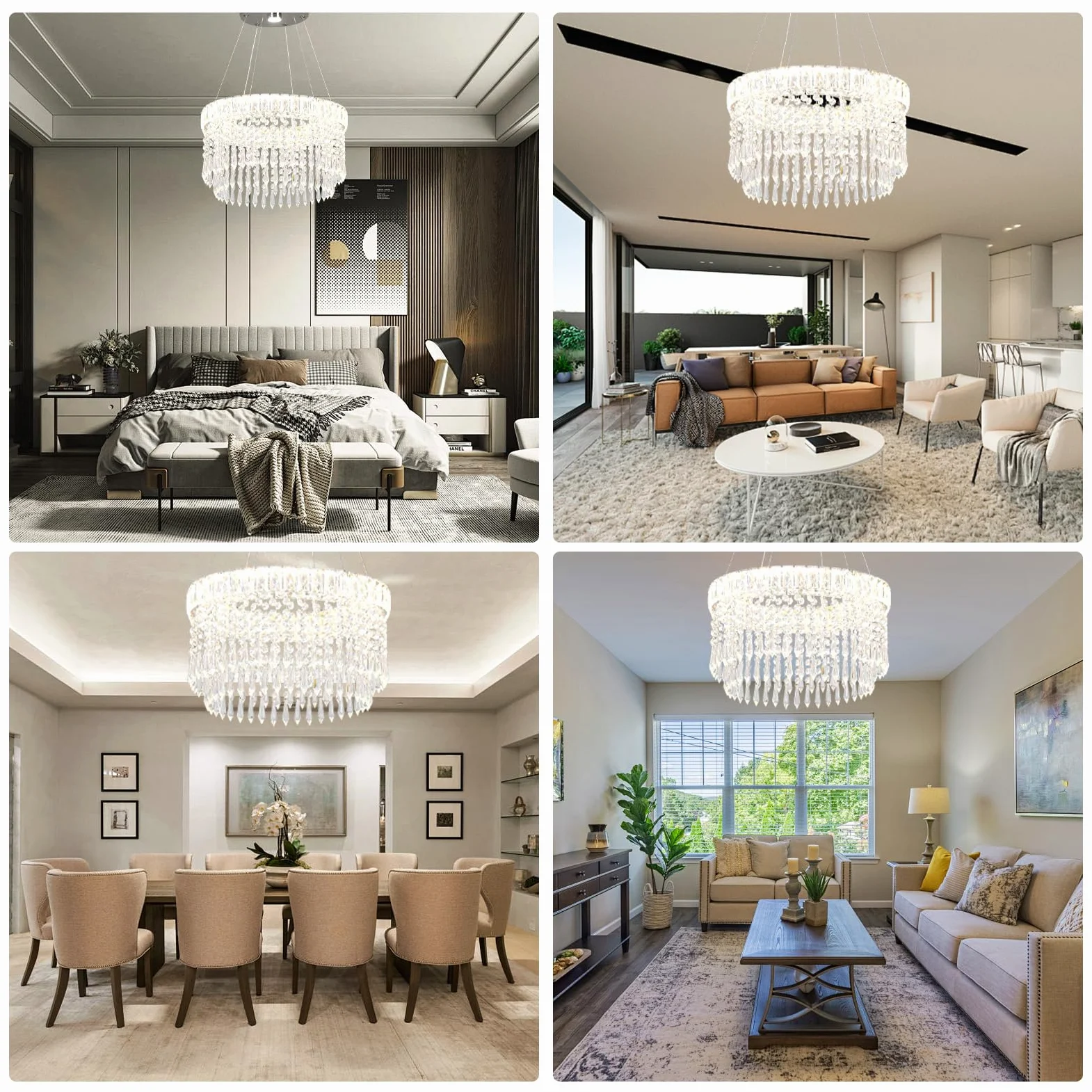 Lampadari moderni di cristallo Lampadario di lusso a goccia 45cm sospensione con montaggio ad incasso Illuminazione lampadario a soffitto per sala da pranzo soggiorno cucina isola