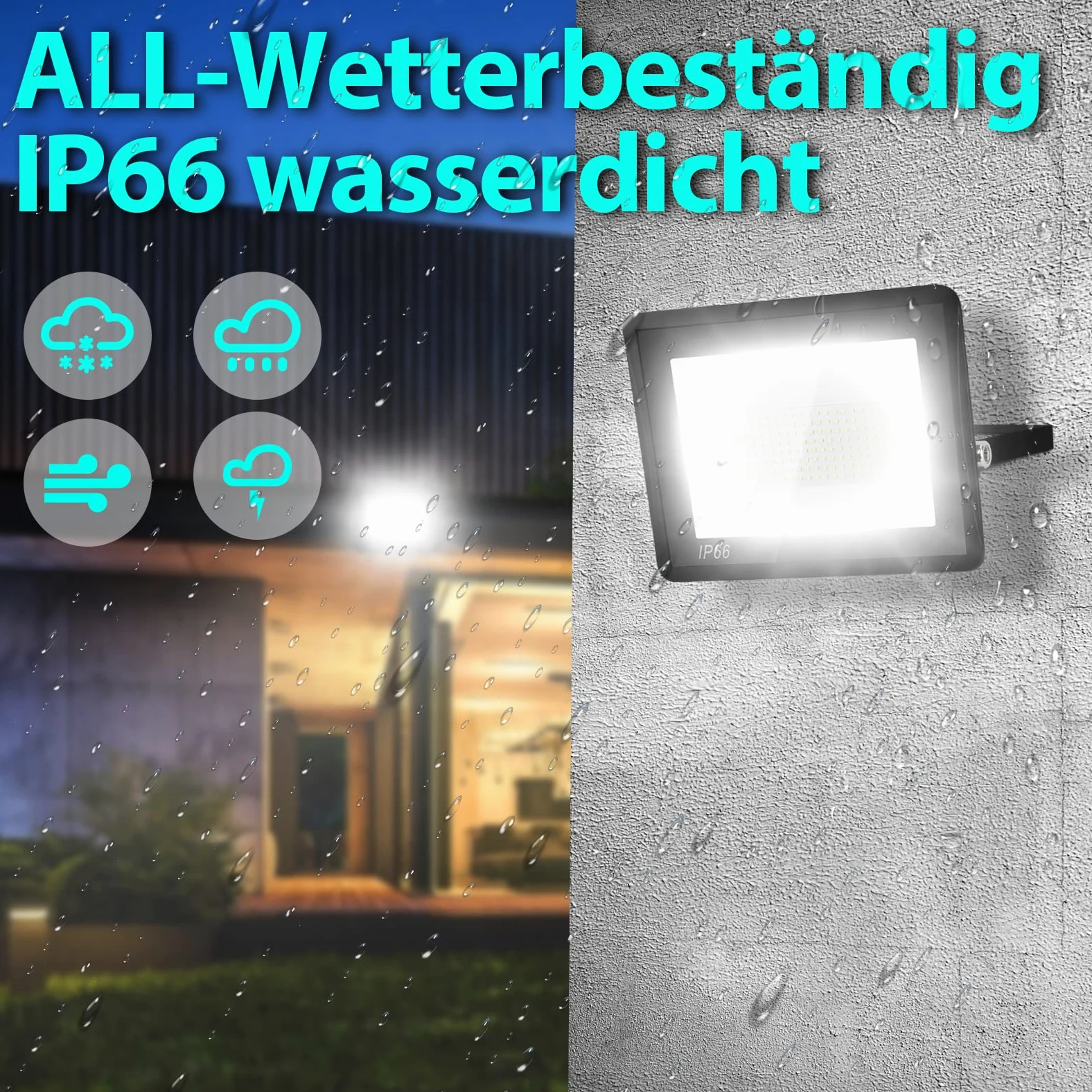 Proiettore LED da 100 W, proiettore LED per esterni Superhell LED 8500 lm, illuminazione esterna IP65 impermeabile, 6000 k luce calda, radiatore esterno LED (5 pezzi)