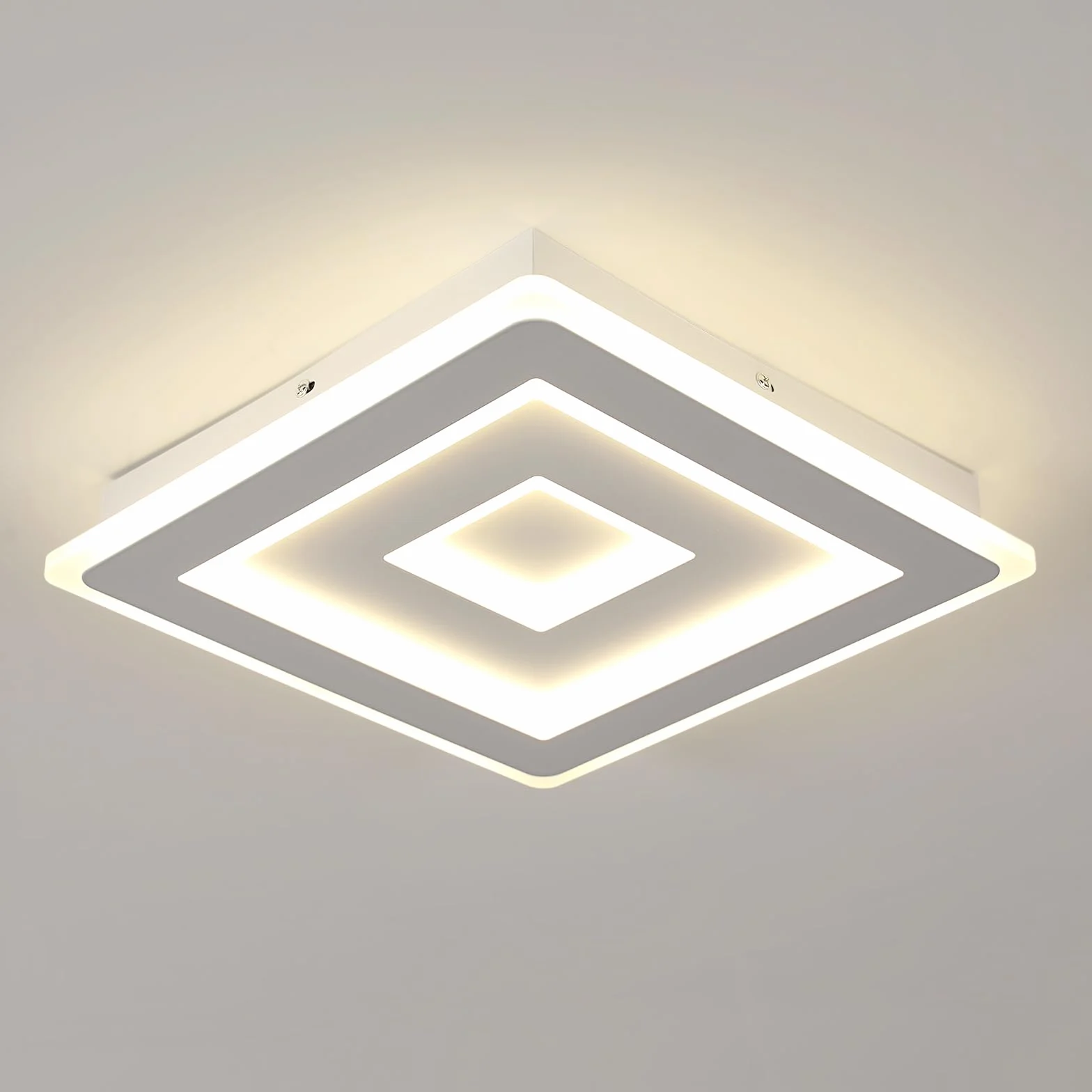 Comely – Plafoniera LED da soffitto quadrata moderna, 52W. Lampada LED bianca per diversi ambienti come camera da letto e soggiorno. Luce naturale 4500K. Lato: 40cm.