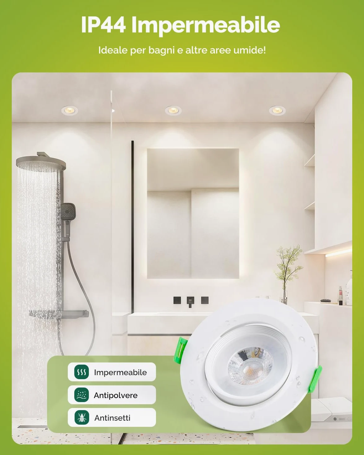 Fondiiz Faretti Led da Incasso per Cartongesso Luce Naturale 4000K, 5W 480LM Luci da Soffitto Interno Orientabili, IP44 Faretto led incasso Ultrasottili per Bagno, Diametro Foro Ø70-80mm, Set di 12