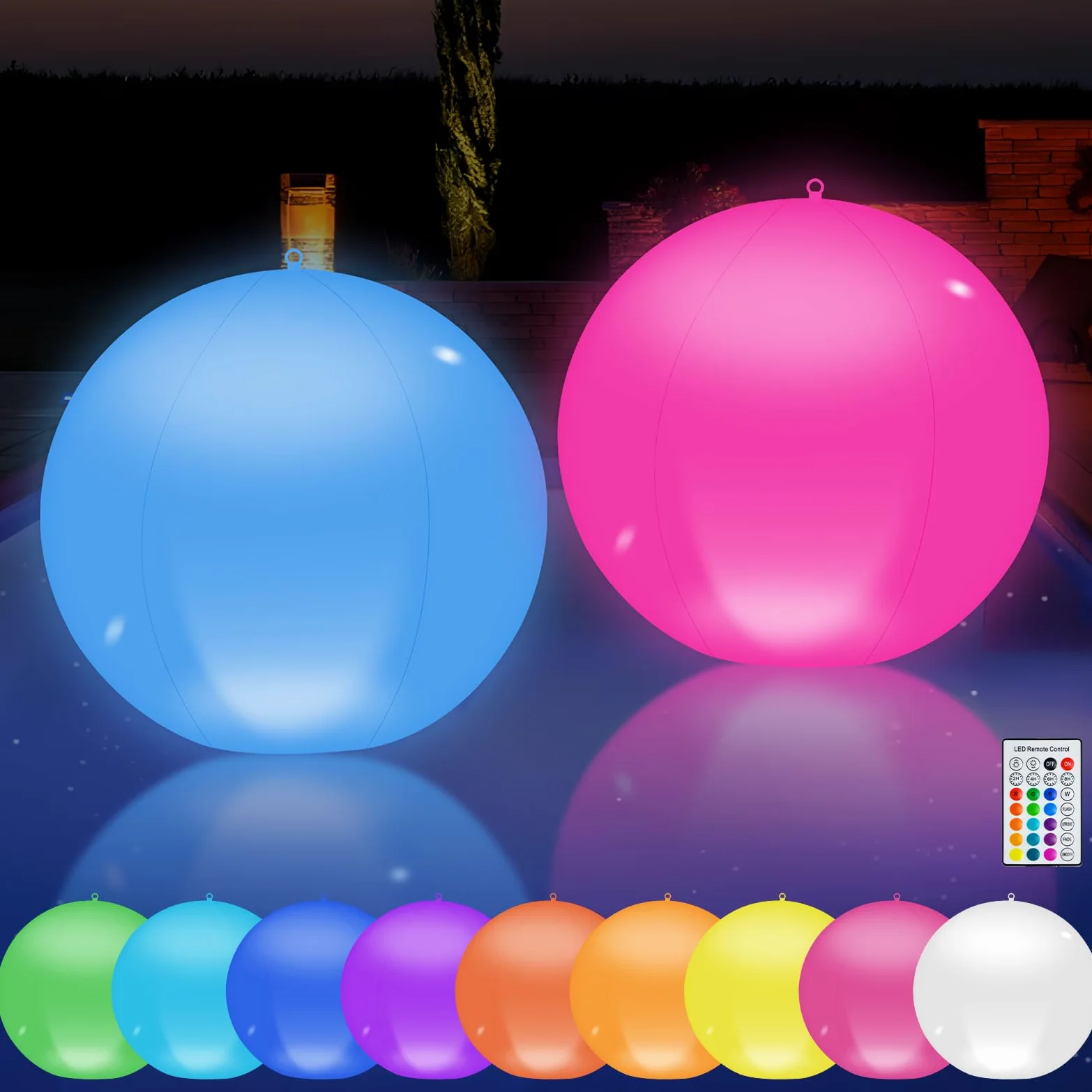 Solari Luci Galleggianti Piscina, 2Pz Solare Lampada Galleggianti Piscina con Telecomando,13.4In 16 RGB Solari Lampada Palle Luminose da Giardino Solari, IP68 Palle Luminose per Piscina Esterno