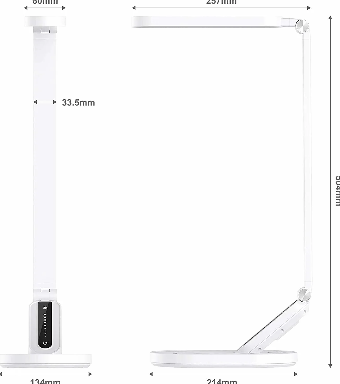 JKSWT Lampada da scrivania a LED, Lampade da tavolo per la cura degli occhi La luce naturale protegge gli occhi Lampada da ufficio dimmerabile con 5 modalità colore Porta di ricarica USB