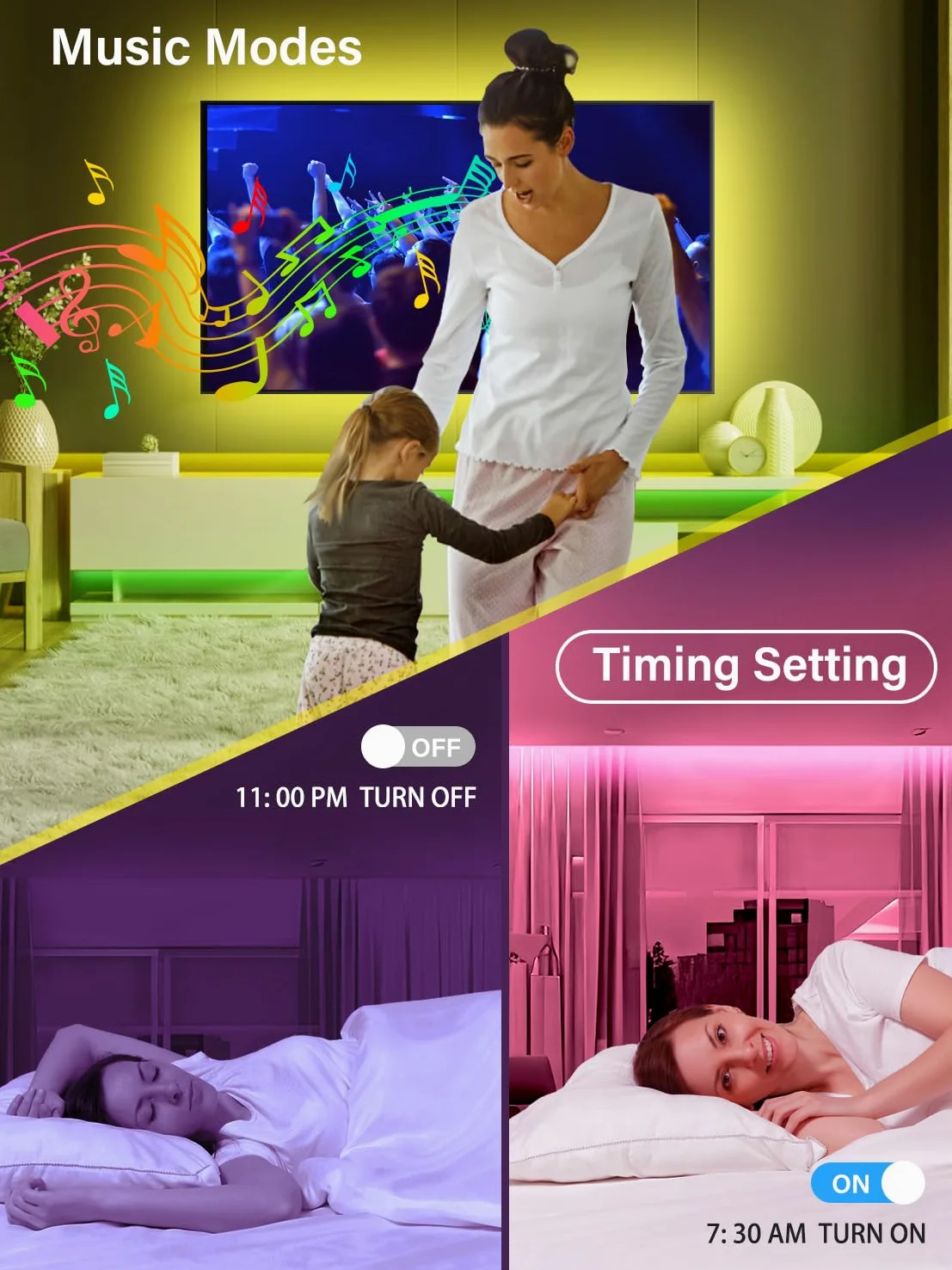 GANZQH - Luci LED da 20 piedi per TV, retroilluminazione a LED per TV da 32 a 80 pollici, striscia luminosa a LED USB con telecomando, controllo app, striscia luminosa a LED RGB, sincronizzazione