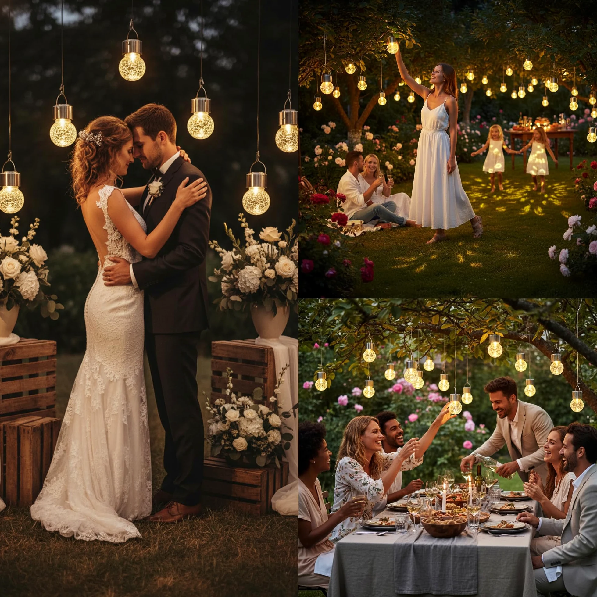 Lanterne solari per esterni, luci a sfera a energia solare, impermeabili, decorative, in vetro incrinato, ornamenti per pastore, gancio, albero, ombrello, recinzione, giardino, cortile, decorazione