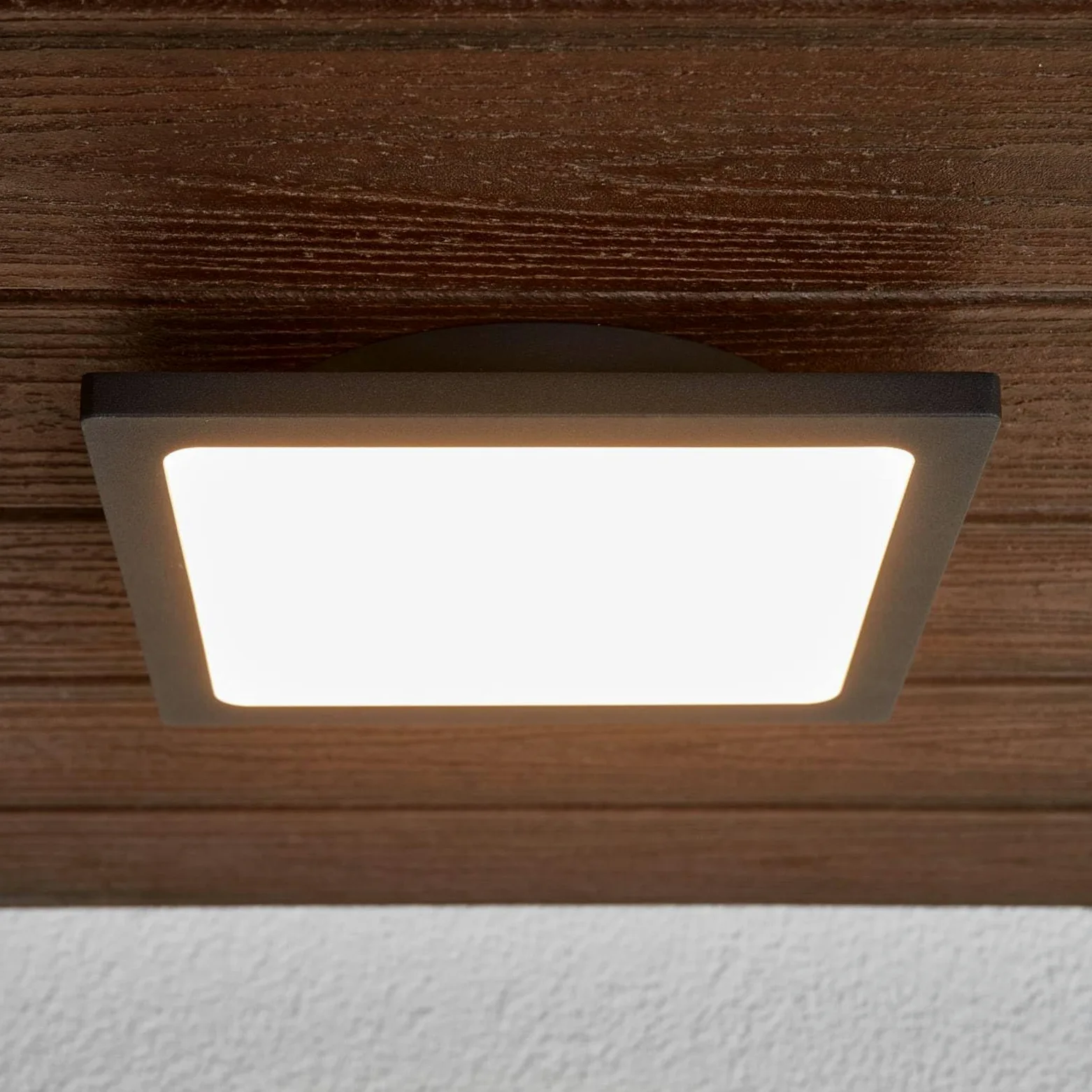 Lucande Plafoniere LED (Moderno) colore Nero, in Alluminio lampadina inclusa lampada da esterni per giardino terrazzo balcone e casa plafoniera