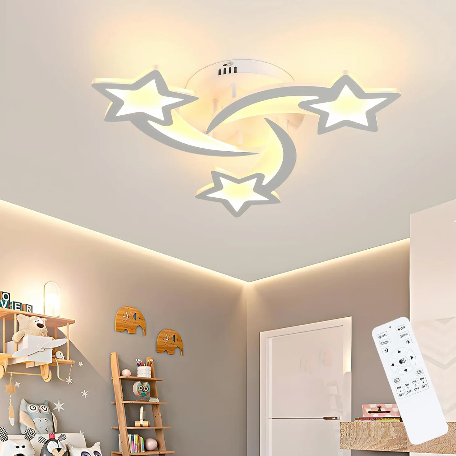 Toolight Plafoniera LED dimmerabile 30 W 3375 LM, lampadario camera da letto per bambini con telecomando 3000 K-6500 K, moderna lampada da soffitto per camera dei bambini, soggiorno, camera da letto,