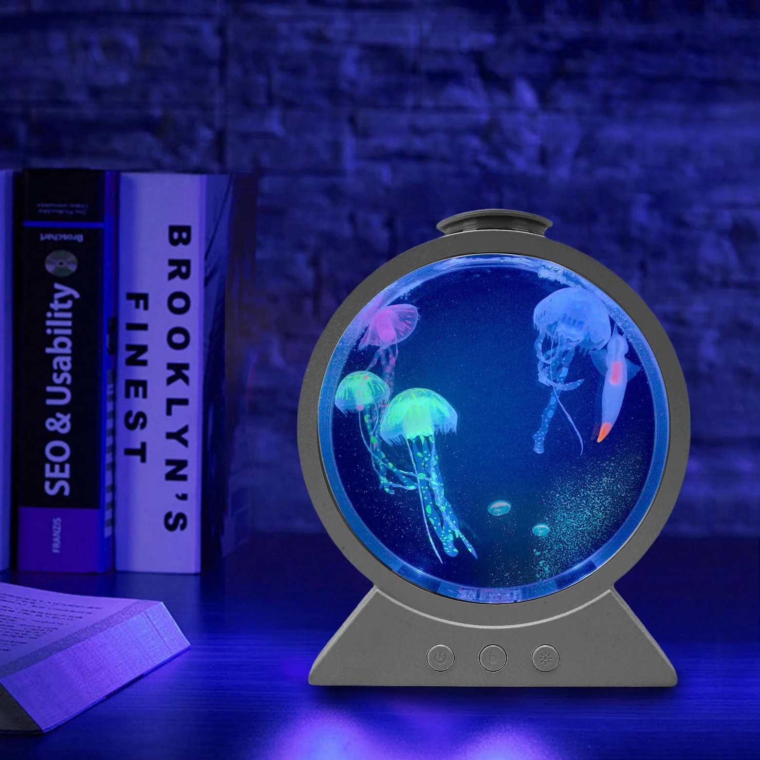 Elprico Lampada per Gelatine, Fritta di Gelatina Fantasy a LED, 7 a Colori Decorazioni per Lampada da Tavolo Jellyfish, Lampada da Notte di Rotonde per Bambini Grandi Regali per Bambini