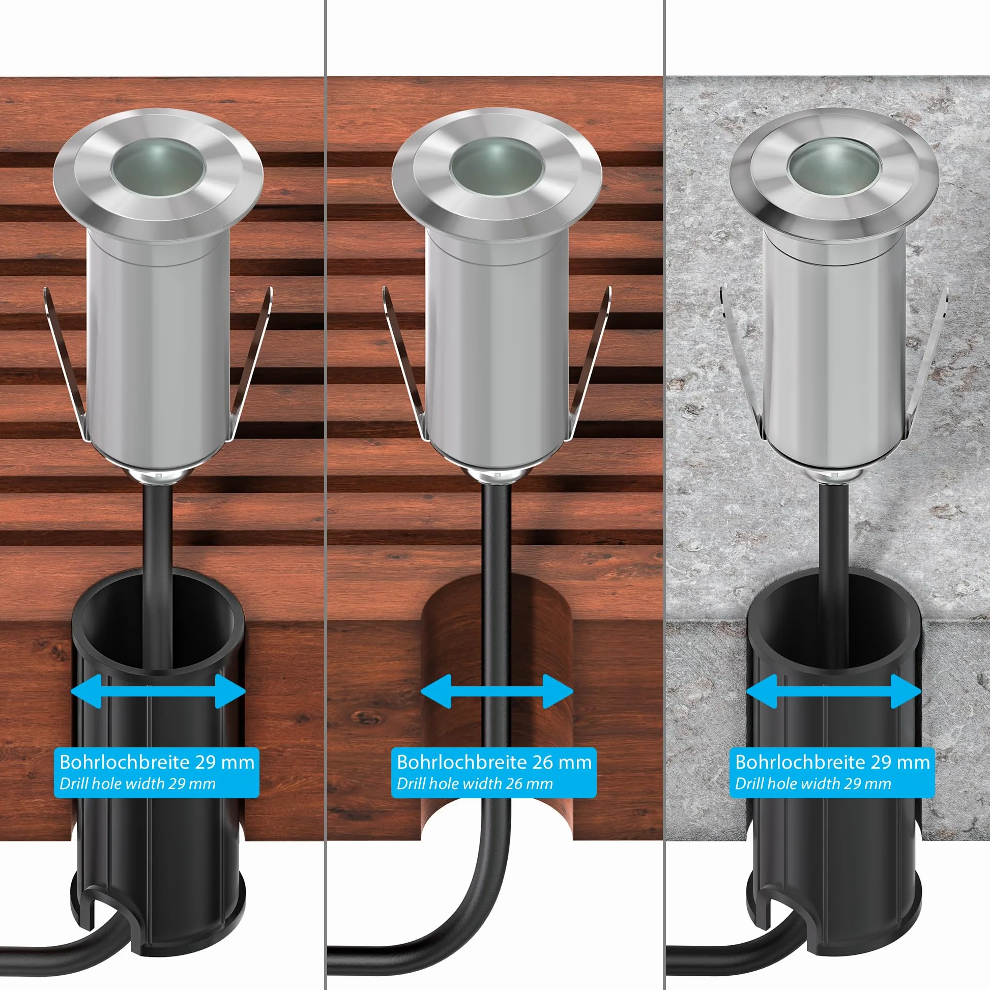 ledscom.de 10 pz Lampada da incasso a pavimento LED GLOX per esterni, IP67, alluminio, rotonda, Ø 35 mm, bianco, opaco