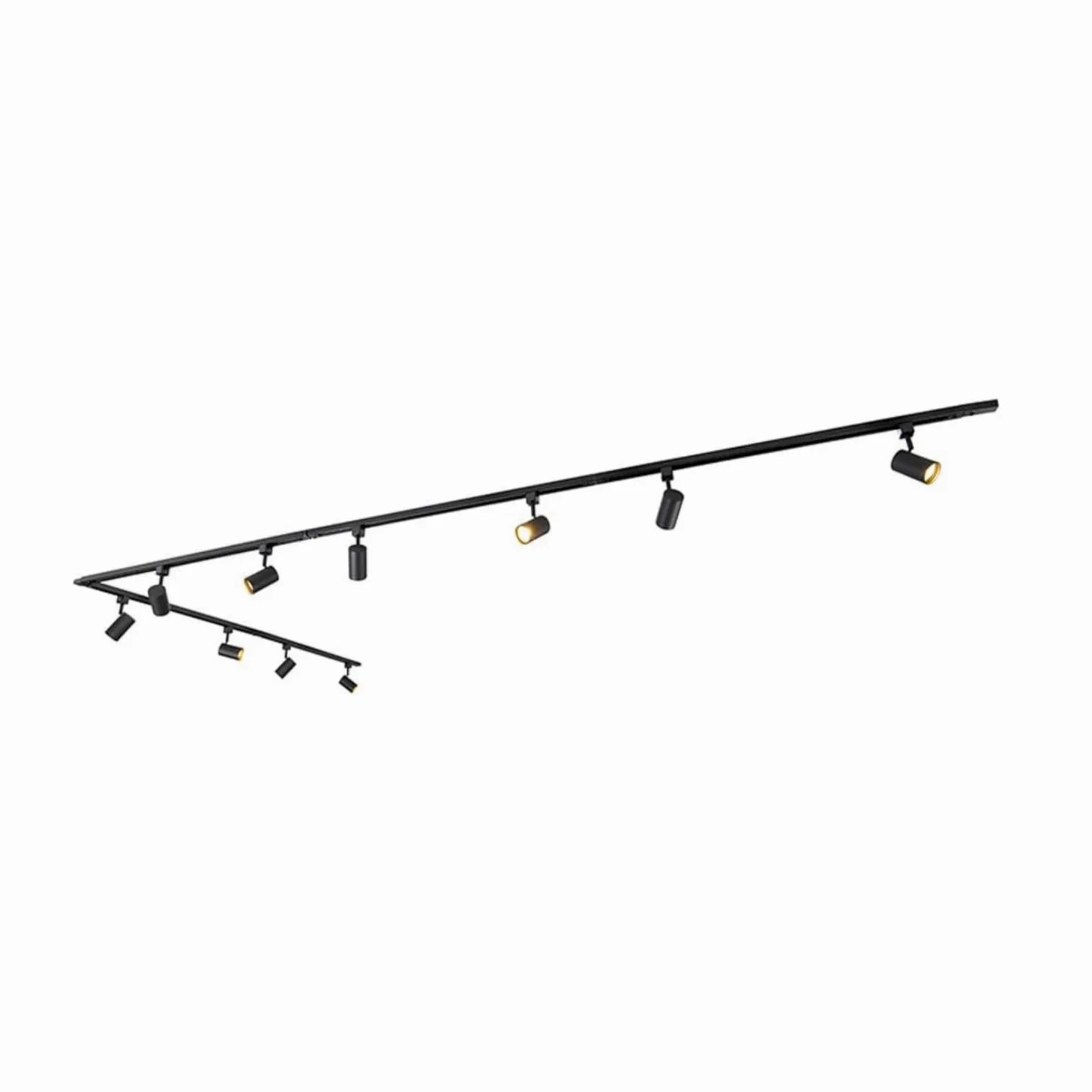 GrecoShop Sistema Binario Monofase 10 Faretti GU10 50W con Lampadine Incluse, Orientabili, Alluminio Nero 500 cm – Illuminazione Moderna per Cucina, Soggiorno, Ufficio e Spazi Aperti