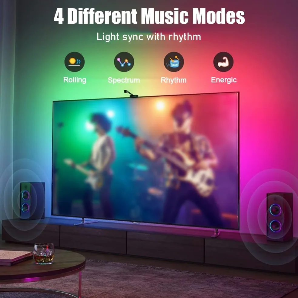 Striscia di Luci A LED Strisce LED Intelligenti Striscia Luminosa Dell'ambiente del Computer Sincronizzata con Lo Schermo del Suono E della Luce Adatto per TV da 55~65 Pollici