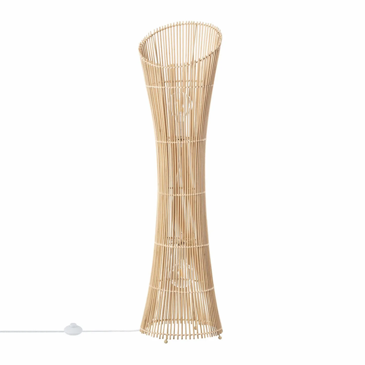 LEDKIA LIGHTING - Lampada da Terra Design Marady | Bambù Naturale | Compatibile con Lampadine E27 | Per Soggiorno, Cucina, Camera | Altezza 118 cm, Colore Naturale