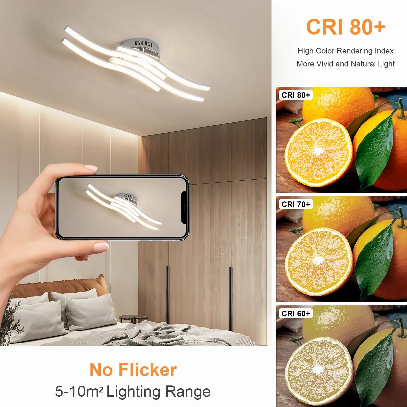 Osairous Plafoniera LED Soffitto Moderno, 24W 2300LM Lampada da Soffitto in Acrilico, Luce Bianca Neutra 4000K per Soggiorno Camera da Letto Cucina e Ristorante,53CM
