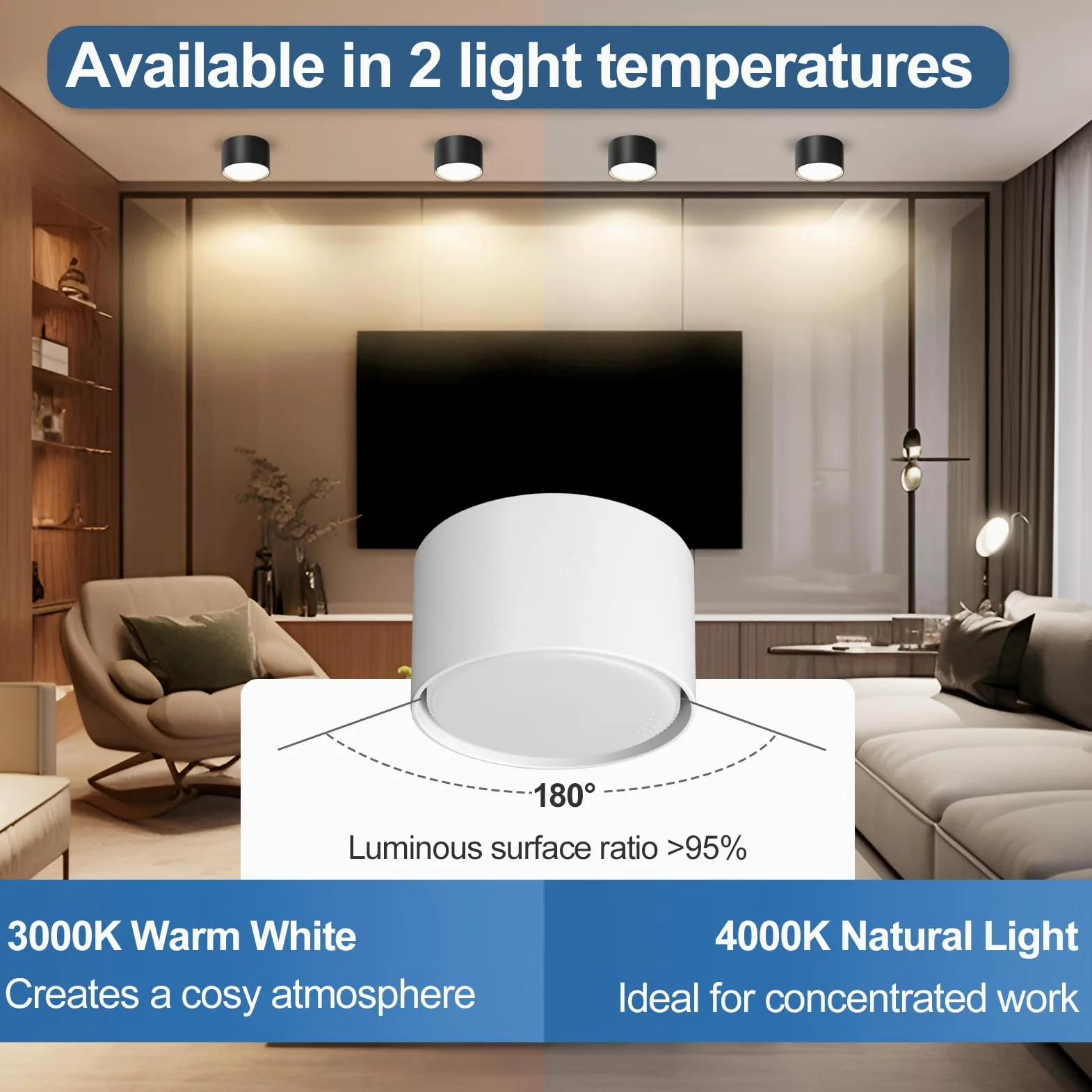 GeyouLux 4x Faretti LED Soffitto - Ø84x50mm - 6W 680LM Faretto LED Interno - 4000K LED GX53 230V Incluso - Angolo del fascio di 180° - Alluminio Lampada da Soffitto (Bianco)