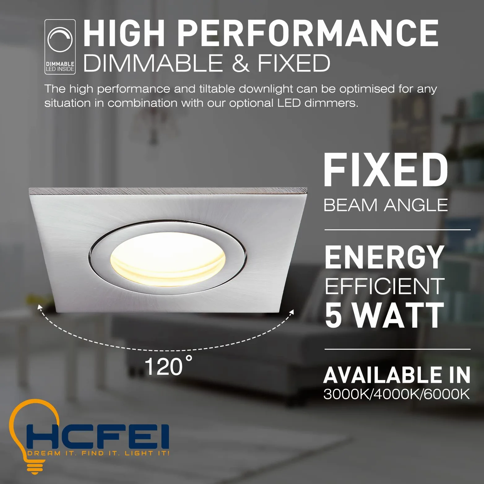 HCFEI | Faretto da incasso a LED 5W | 35mm di profondità d'incasso | Ø60mm di diametro del foro | Faretto regolabile per soggiorno, bagno | 230V | IP44 | Bianco caldo 3000K | SET 6