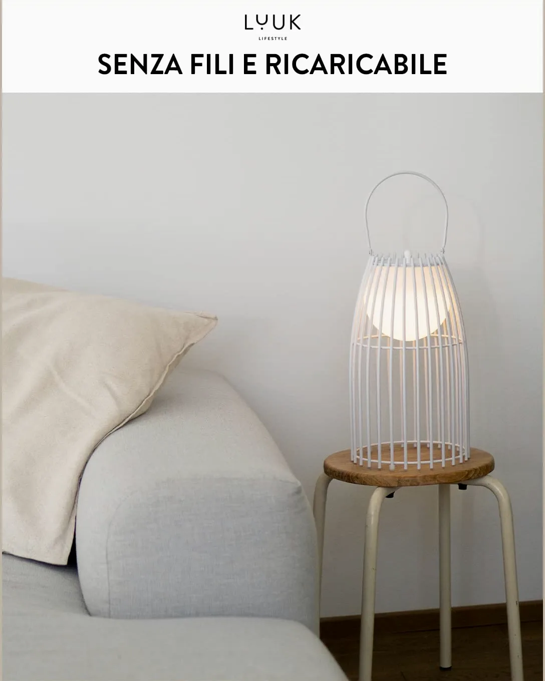 LUUK LIFESTYLE Lampada senza fili a LED, luce per interni ed esterni, disegno formale, lanterna da tavolo, porta USB, nei colori nero, bianco, verde e arancione