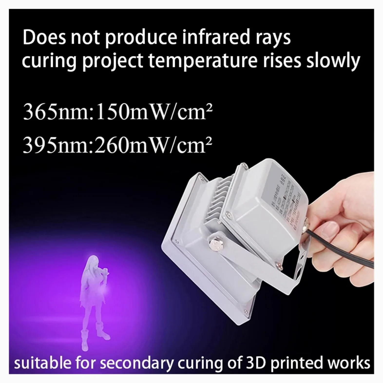 Luce LED UV, Lampada for polimerizzazione in resina UV LED 405nm 395nm 365nm Polimerizzazione rapida for stampante 3D SLA DLP Olio verde Solidificare la colla for cristalli Riparazione per unghie in g
