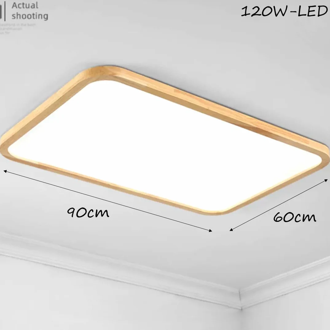 Dimmerabile plafoniera minimalista LED lampada da soggiorno in legno moderna lampadario rettangolare ultrapiatta pannello acrilico plafoniera con telecomando per camera da letto ufficio studio 90x60cm