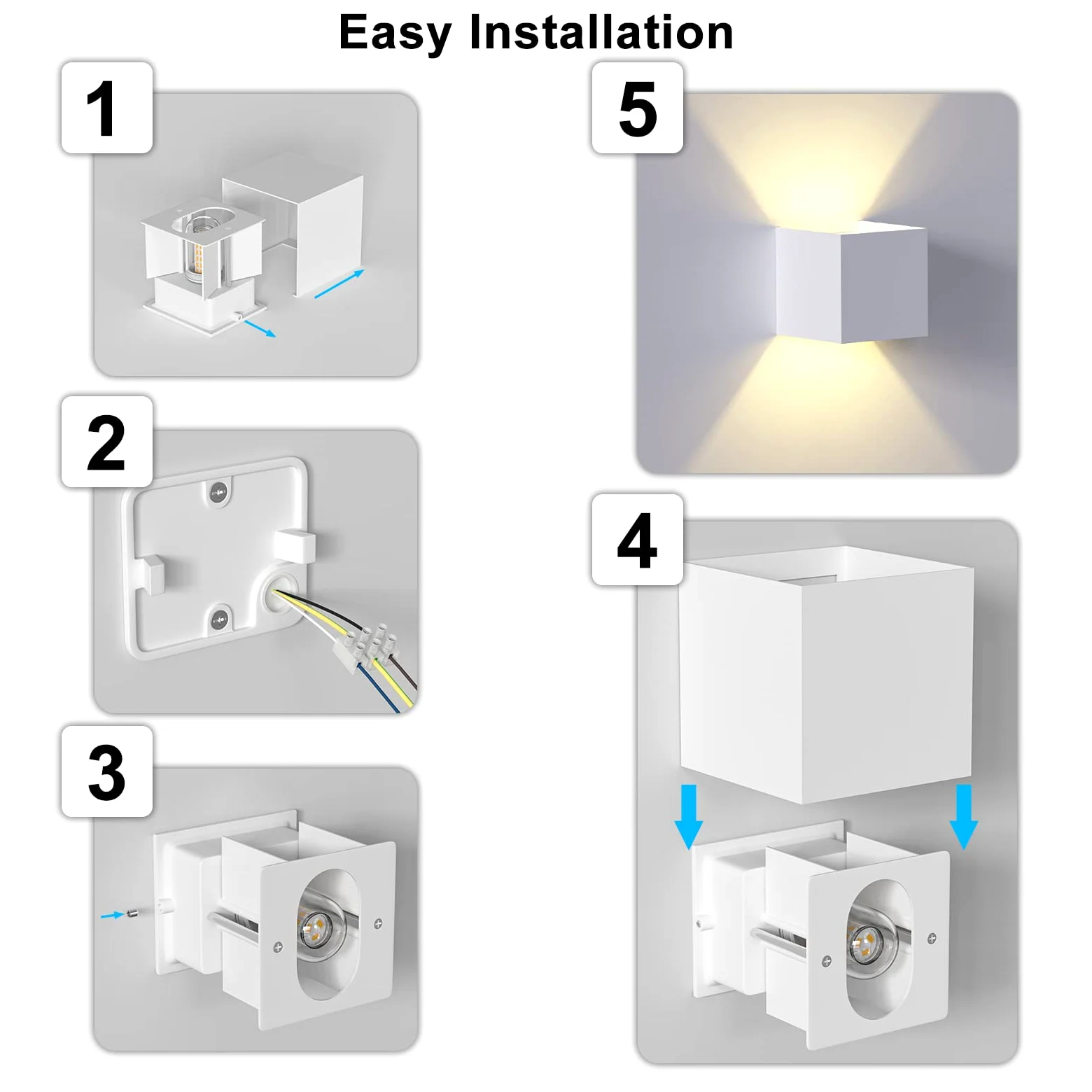 ChangM 2 Pezzi 7W Applique da Parete Esterno Interni LED Lampada, IP65 Lmpermeabili con Lampadina Sostituibile G9 LED, Bianco Caldo 3000K, Angolo del Fascio Regolabile Applique, Guscio Bianco