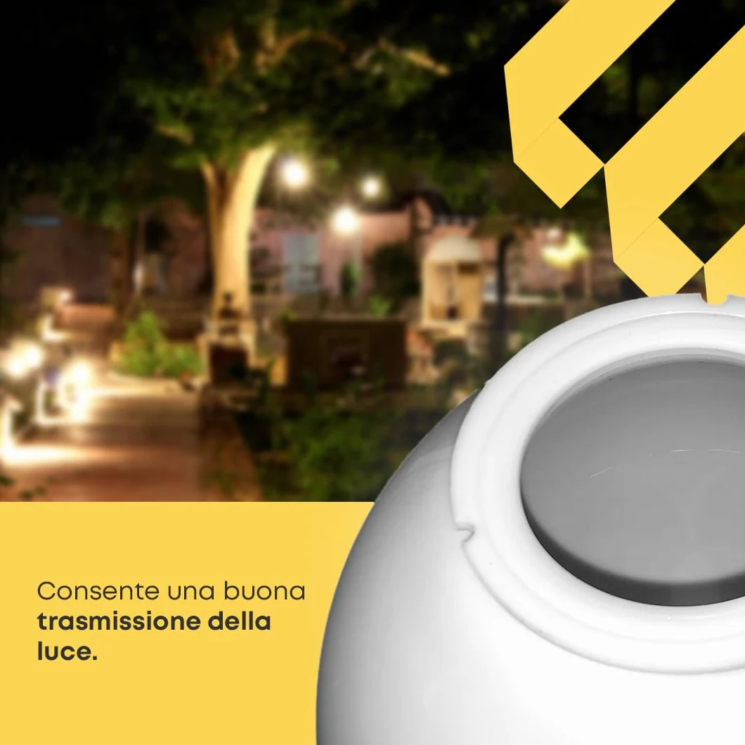 Globo Lampione da Esterno - Illuminazione Pubblica - Policarbonato Bianco - Dimensioni: Ø 25 cm - Impugnatura a Baionetta: 11,8 cm